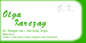 olga karczag business card